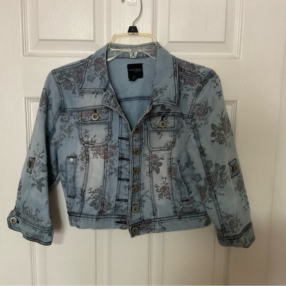 3/$12 Highway Jeans,  Floral Blue Jean Jacket